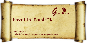 Gavrila Marót névjegykártya